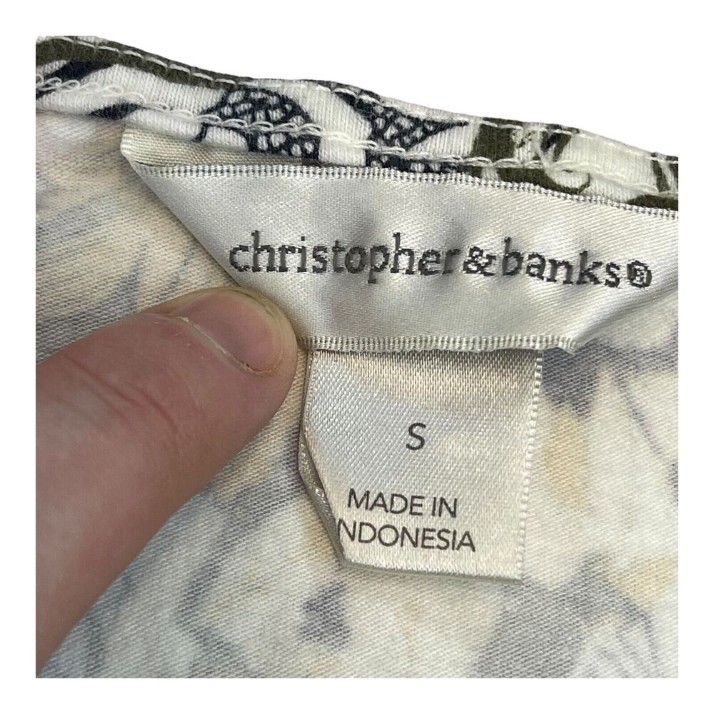 Christopher & Banks T-Shirt Womens Small Multicolor Floral Stretch Crew Pullover - Picture 3 of 8